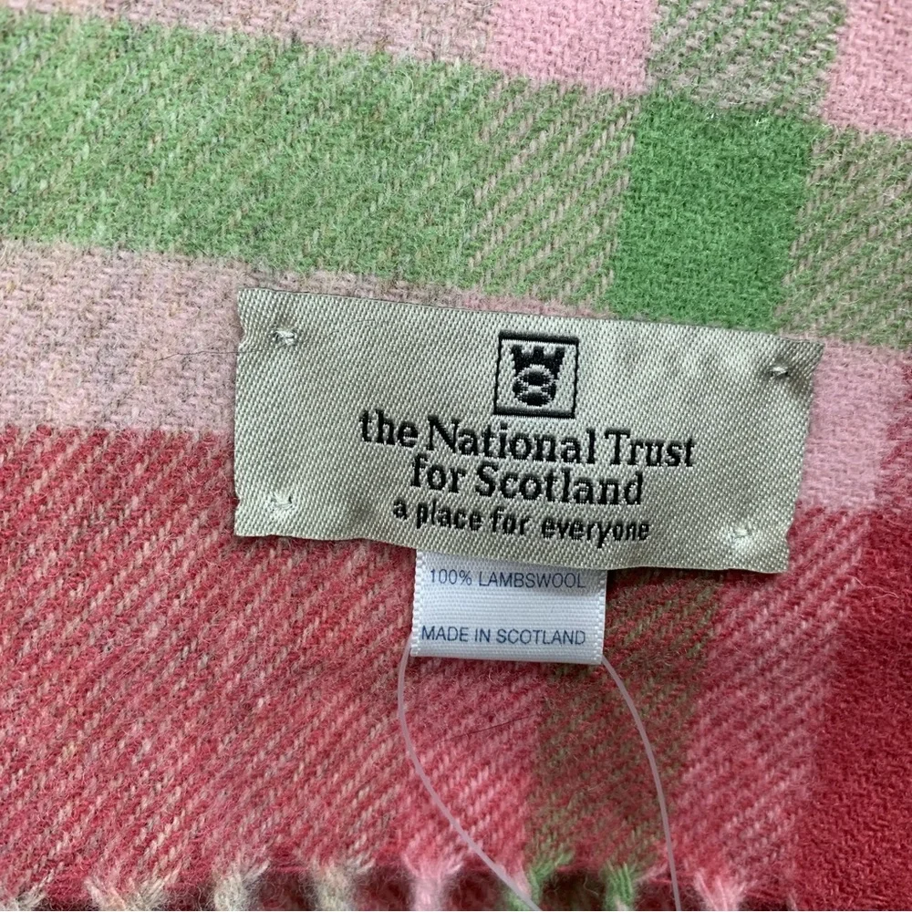 The‎ National Trust for Scotland 100% Lambswool Plaid Scarf Pink Green Lilac
